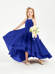 Asymmetrical Chiffon Junior Bridesmaid Dresses Royal Blue