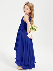 Asymmetrical Chiffon Junior Bridesmaid Dresses Royal Blue