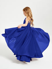 Asymmetrical Chiffon Junior Bridesmaid Dresses Royal Blue