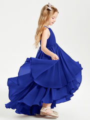 Asymmetrical Chiffon Junior Bridesmaid Dresses Royal Blue