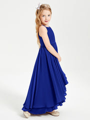 Asymmetrical Chiffon Junior Bridesmaid Dresses Royal Blue