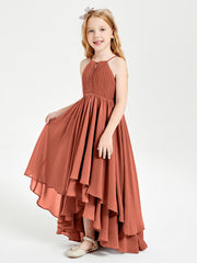Asymmetrical Chiffon Junior Bridesmaid Dresses Rust