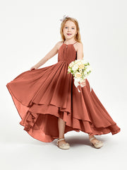Asymmetrical Chiffon Junior Bridesmaid Dresses Rust