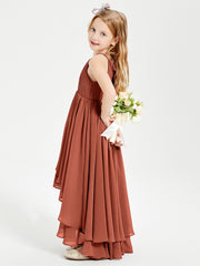Asymmetrical Chiffon Junior Bridesmaid Dresses Rust