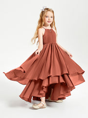 Asymmetrical Chiffon Junior Bridesmaid Dresses Rust