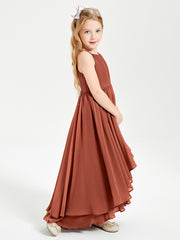 Asymmetrical Chiffon Junior Bridesmaid Dresses Rust