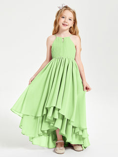 Asymmetrical Chiffon Junior Bridesmaid Dresses Sage