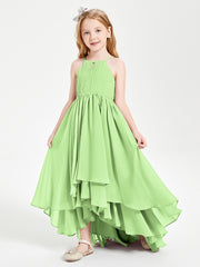 Asymmetrical Chiffon Junior Bridesmaid Dresses Sage