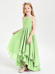Asymmetrical Chiffon Junior Bridesmaid Dresses Sage