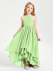 Asymmetrical Chiffon Junior Bridesmaid Dresses Sage