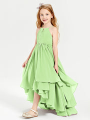 Asymmetrical Chiffon Junior Bridesmaid Dresses Sage