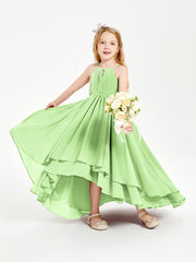 Asymmetrical Chiffon Junior Bridesmaid Dresses Sage