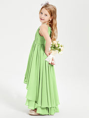 Asymmetrical Chiffon Junior Bridesmaid Dresses Sage