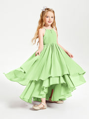 Asymmetrical Chiffon Junior Bridesmaid Dresses Sage