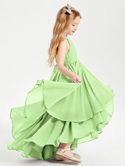 Asymmetrical Chiffon Junior Bridesmaid Dresses Sage