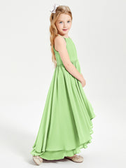 Asymmetrical Chiffon Junior Bridesmaid Dresses Sage