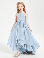 Asymmetrical Chiffon Junior Bridesmaid Dresses Sky Blue