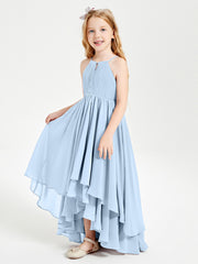 Asymmetrical Chiffon Junior Bridesmaid Dresses Sky Blue