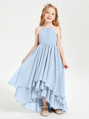 Asymmetrical Chiffon Junior Bridesmaid Dresses Sky Blue