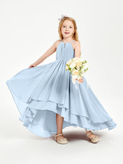 Asymmetrical Chiffon Junior Bridesmaid Dresses Sky Blue