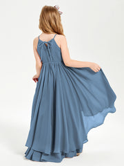 Asymmetrical Chiffon Junior Bridesmaid Dresses Slate Blue