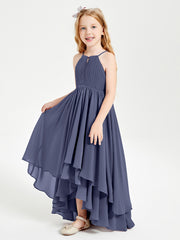 Asymmetrical Chiffon Junior Bridesmaid Dresses Stormy