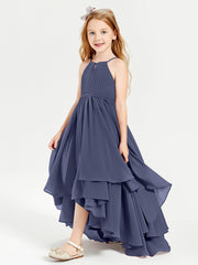 Asymmetrical Chiffon Junior Bridesmaid Dresses Stormy