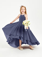 Asymmetrical Chiffon Junior Bridesmaid Dresses Stormy