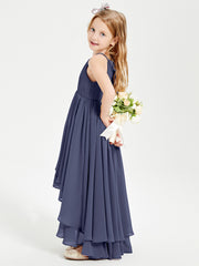 Asymmetrical Chiffon Junior Bridesmaid Dresses Stormy