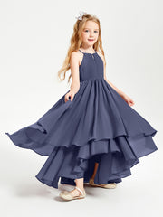 Asymmetrical Chiffon Junior Bridesmaid Dresses Stormy