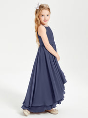 Asymmetrical Chiffon Junior Bridesmaid Dresses Stormy