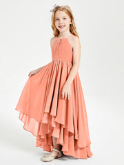 Asymmetrical Chiffon Junior Bridesmaid Dresses Sunset