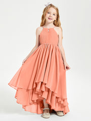 Asymmetrical Chiffon Junior Bridesmaid Dresses Sunset