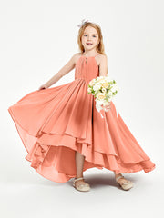 Asymmetrical Chiffon Junior Bridesmaid Dresses Sunset