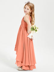 Asymmetrical Chiffon Junior Bridesmaid Dresses Sunset