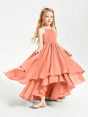 Asymmetrical Chiffon Junior Bridesmaid Dresses Sunset