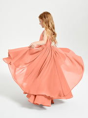 Asymmetrical Chiffon Junior Bridesmaid Dresses Sunset