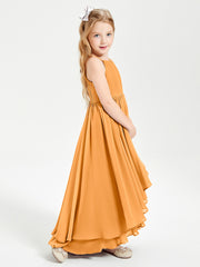 Asymmetrical Chiffon Junior Bridesmaid Dresses Tangerine