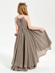 Asymmetrical Chiffon Junior Bridesmaid Dresses Taupe