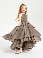 Asymmetrical Chiffon Junior Bridesmaid Dresses Taupe