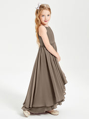 Asymmetrical Chiffon Junior Bridesmaid Dresses Taupe