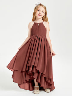 Asymmetrical Chiffon Junior Bridesmaid Dresses Terracotta