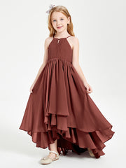Asymmetrical Chiffon Junior Bridesmaid Dresses Terracotta