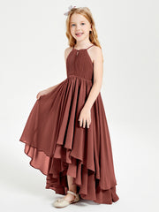Asymmetrical Chiffon Junior Bridesmaid Dresses Terracotta