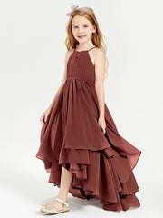 Asymmetrical Chiffon Junior Bridesmaid Dresses Terracotta