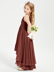 Asymmetrical Chiffon Junior Bridesmaid Dresses Terracotta