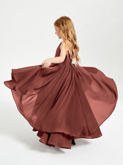 Asymmetrical Chiffon Junior Bridesmaid Dresses Terracotta
