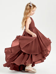 Asymmetrical Chiffon Junior Bridesmaid Dresses Terracotta