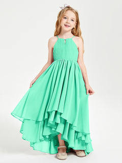 Asymmetrical Chiffon Junior Bridesmaid Dresses Turquoise