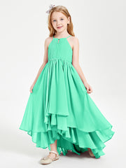 Asymmetrical Chiffon Junior Bridesmaid Dresses Turquoise